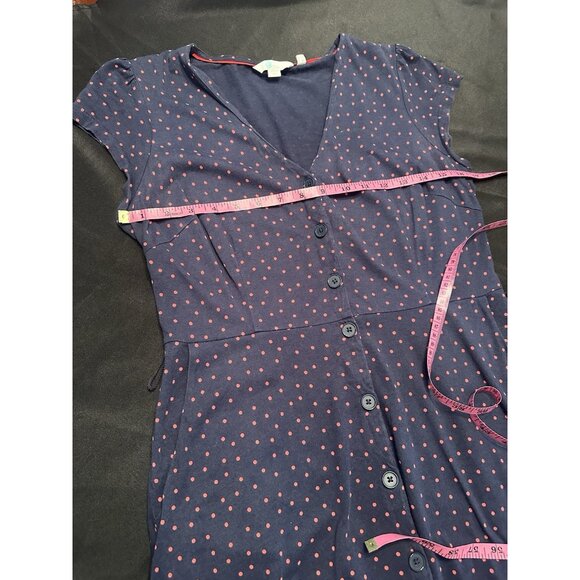 Boden Polka Dot Button Up Dress Cap Sleeves Women's US Size 6R Summer Cotton - Picture 4 of 8